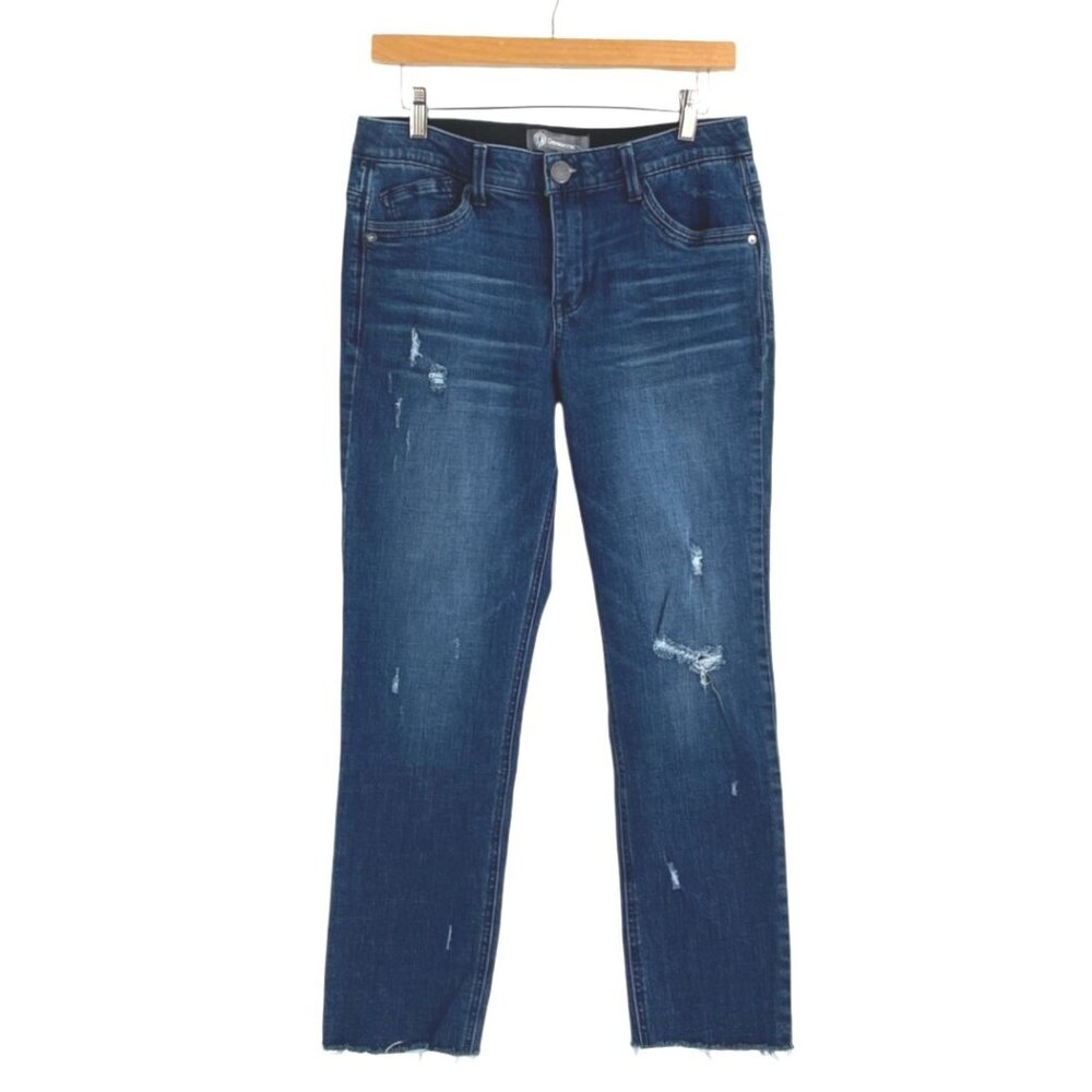 Democracy Womens Size 8 Distressed Jeans Ab Technology Slim Straight Stretch - Picture 1 of 9